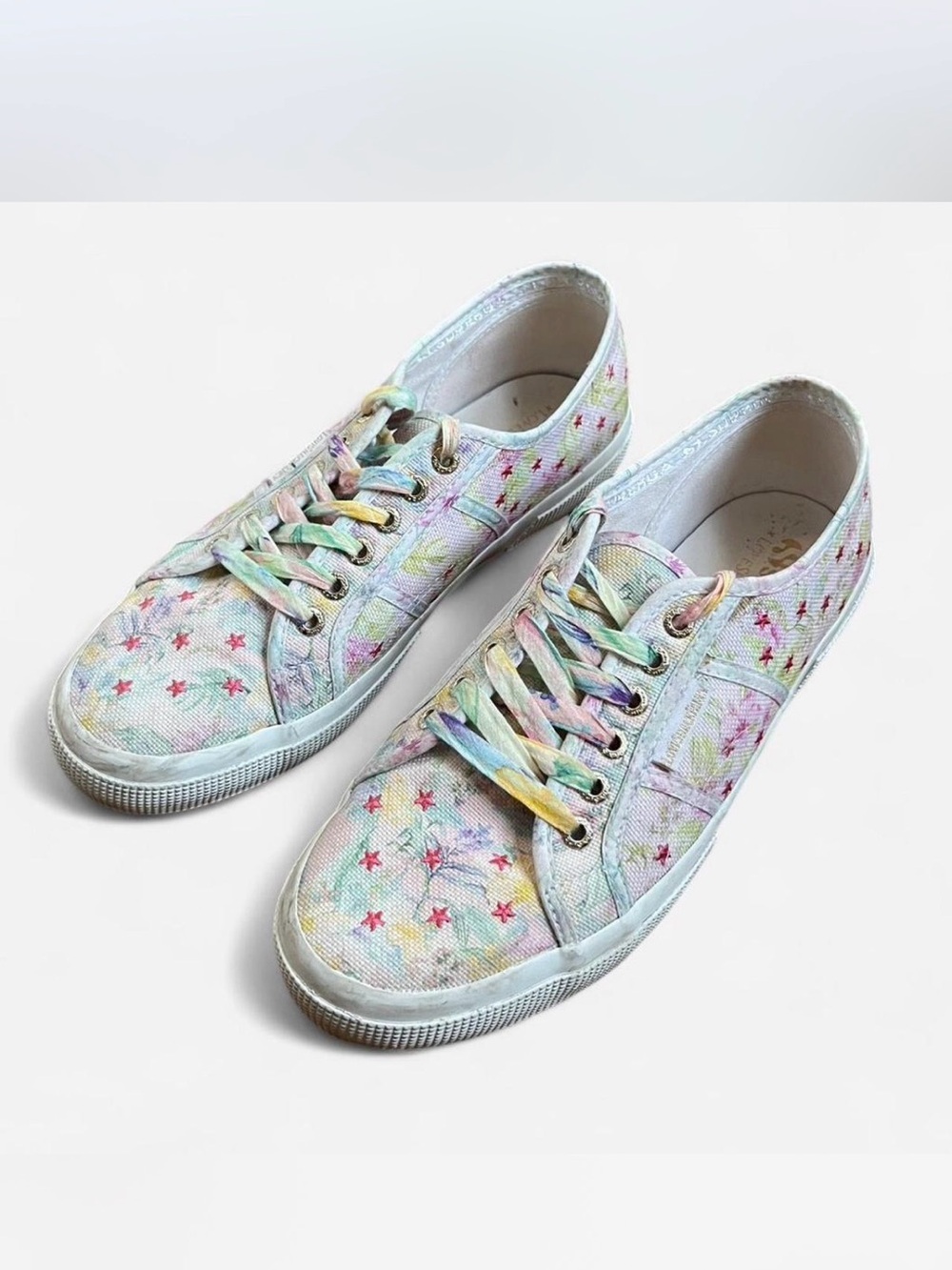 LoveShackFancy Pastel Floral Canvas Sneakers in Multicolor